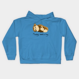 Monkey needs a hug Kids Hoodie